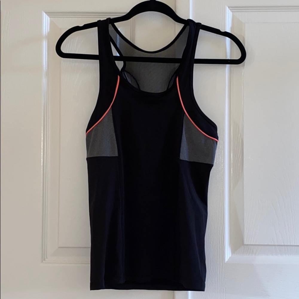 NWOT Black Work-Out Mesh Pink Lining Tank Top